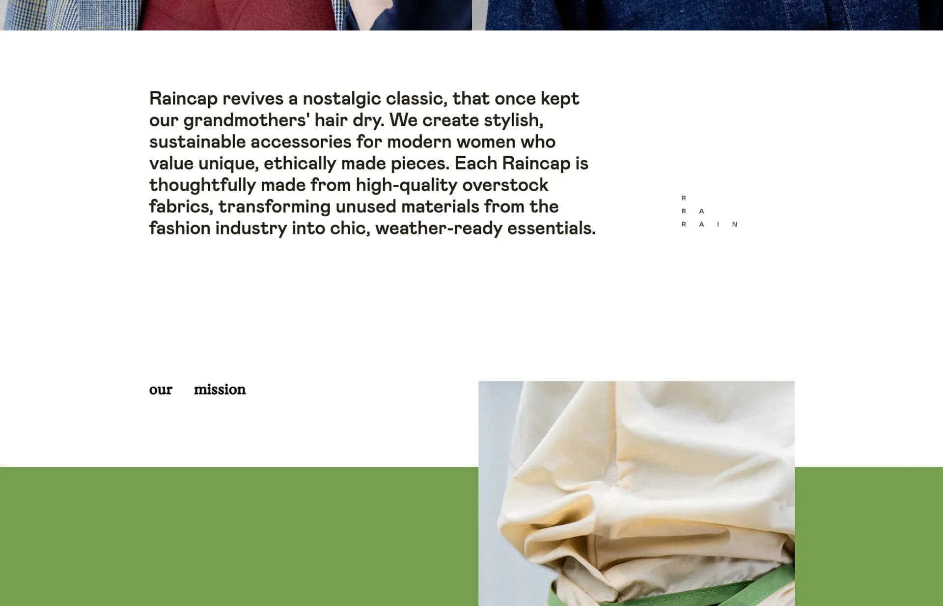 Homepage voor Raincap